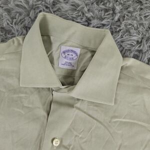 Brooks Brothers 1818 Men 16-33 Mens Green Long Sleeve Button Front Cotton‎ Shirt